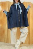 Oversized Sweatshirt Zip Cape Navy /5=